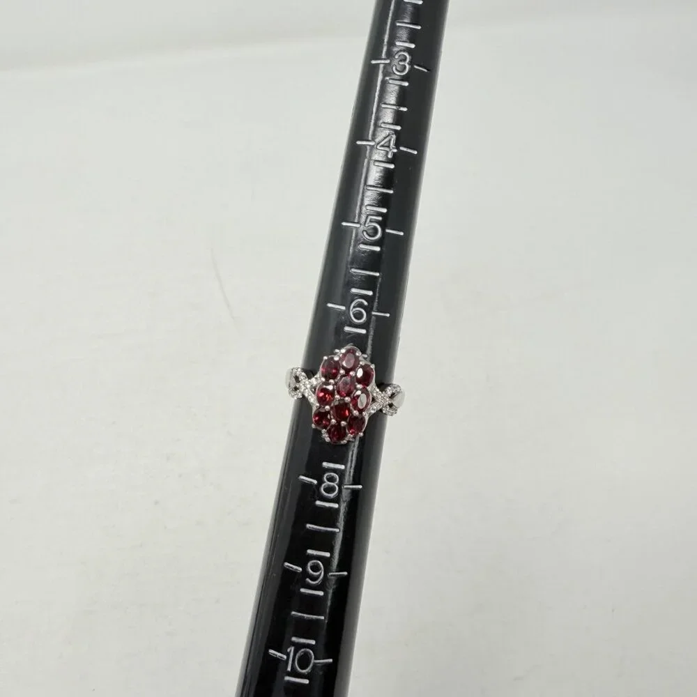Shop LC Pyrope‎ Garnet/White Zircon Size 7 Ring in 925 Sterling Silver 5263